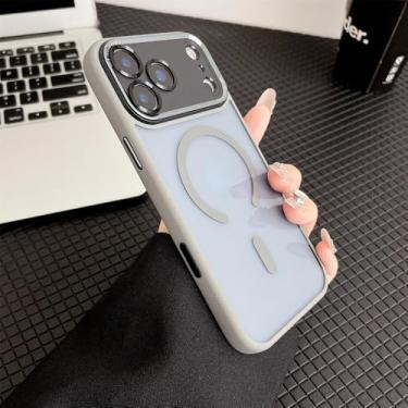 Imagem de Capa protetora de lente metálica para iPhone 17 Air 16 15 Plus 14 13 12 Pro Max, capa rígida transparente magnética, cinza, para iPhone Air
