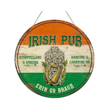 Imagem de Placa Decorativa De Madeira Estilo Retrô Com Trevo Da Sorte Para O Dia