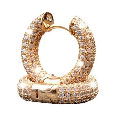 Imagem de Brincos De Argola Pequenos Femininos Com Micro Zircônias Cravejadas De