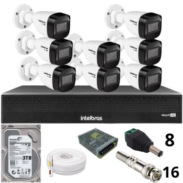 Imagem de Kit 8 Câmeras Intelbras 1130b Full Hd Dvr Mhdx 1016-c Intelbras Com Detecção De Movimentos Hd 3tb
