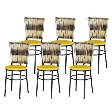 Imagem de 6 Cadeiras Para Mesa Preta Hawai Cappuccino Premium Cor:amarelo