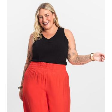 Imagem de Regata Plus Size Em Ribana Canelada Secret Glam Preto, Plus G4, Preto