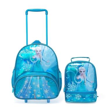 Imagem de Kit Mochila Rodinha Frozen Lancheira Escolar Disney Infantil Feminina-Feminino