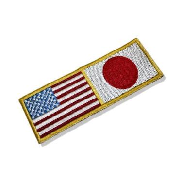 Imagem de BP0055-0058-011 Bandeira USA Japão Patch Bordado 11x3,8cm. Tipo de mat