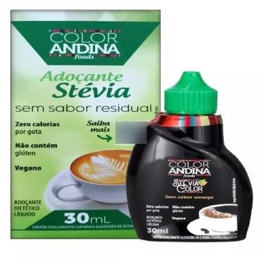 Imagem de Adoçante Stevia Líquido 100% Natural Color Andina Food 30mL sem sabor 