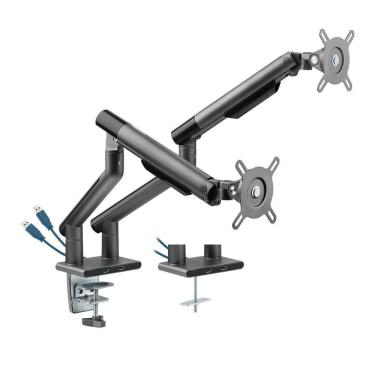 Imagem de Suporte Articulado SM-015GD para 2 Monitores 17-32 com 2 Portas USB 3.0 Cinza Pcyes