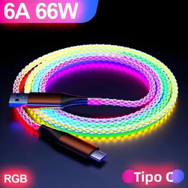 Imagem de Cabo De Dados USB Tipo C Micro Com Luz RGB De Carregamento Rápido 66W 