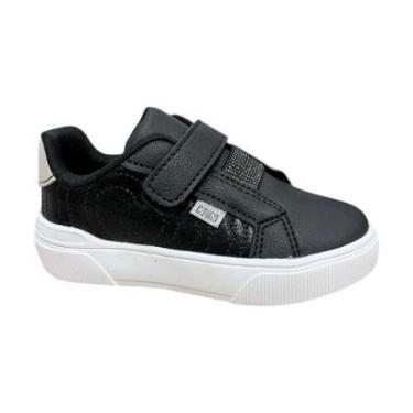 Imagem de Tenis Klin Infantil Meninas Preto Prata Com Velcro-Feminino