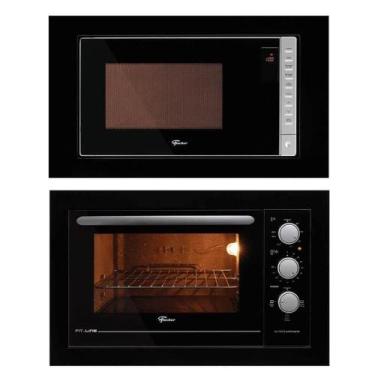 Imagem de Kit Forno Elétrico 48l + Micro-ondas 25l Fischer Fit Line Embutir Pret