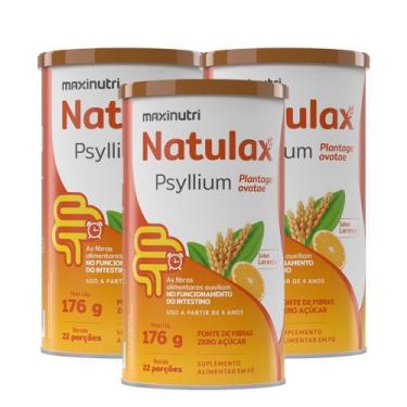 Imagem de Kit 3 Natulax Psyllium Lata 176g Sabor Laranja