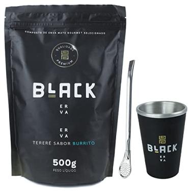 Imagem de KIT COPO CUIA TERMICO + BOMBA CLASSICA INOX + TERERE 500G BLACK ERVA (Burrito)