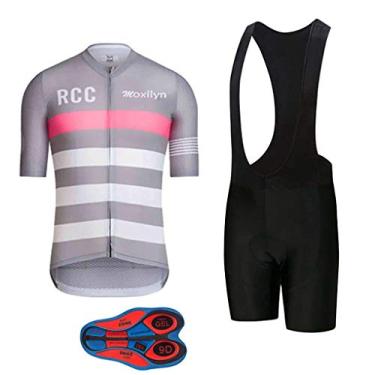 Imagem de Conjunto de roupas de ciclismo masculinas kit de camisas de bicicleta de estrada + shorts de secagem rápida com zíper completo roupas de equitação, C36-2, G