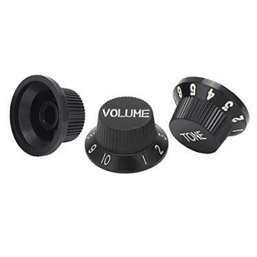Imagem de Botão de controle de guitarra, conjunto de botões de 2 tons, 1 botão de volume prático para controle de guitarra para substituição de acessórios de instrumento (preto)