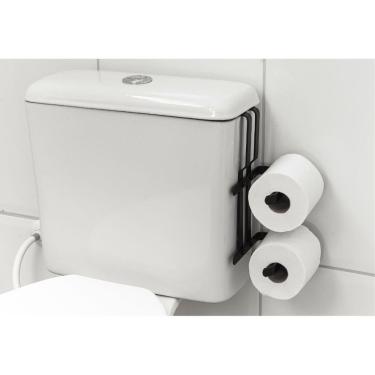 Imagem de Suporte Porta Papel Higiênico Duplo P/ Caixa Acoplada Preto