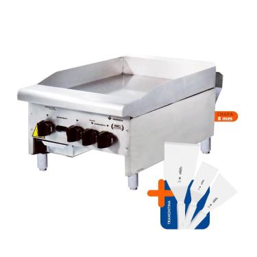 Imagem de Chapa Americana Profissional 45cm a Gás 8mm Lisa Inox CG45 e Conjunto de Espátulas - Venâncio