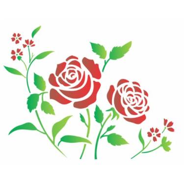 Imagem de Stencil de Plástico para Pintura OPA 20 x 25 cm - 1408 Flores Roseira