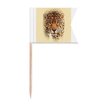 Imagem de Cheetah Near Fierce Face Art Deco Presente Fashion Palito Bandeiras Marcação para Bolo Festa Prato de Queijo