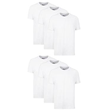 Imagem de Hanes Camisetas masculinas, controle de odores, absorção de umidade, camisetas 100% algodão, embalagens múltiplas, Branco - pacote com 6, P