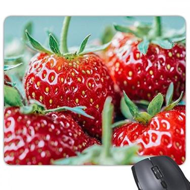 Imagem de Mouse pad com fotografia natural Fresh Strawberry Picture Mousepad de borracha antiderrapante para jogos de escritório, Apoio Mouse