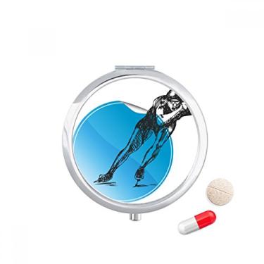 Imagem de Caixa de comprimidos para esportes de inverno patinação azul aquarela bolso caixa de armazenamento de remédios dispensador