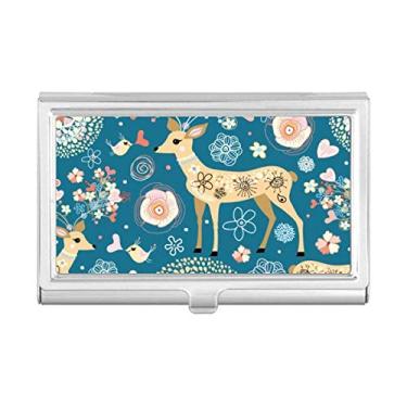 Imagem de Porta-cartões de visita com flor azul com decoração de veados