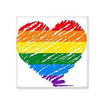Imagem de Arco-íris Gay Coração LGBT Cerâmica Azulejo Brilhante Decalque Pedra Adorna Tijolo Vitrificado