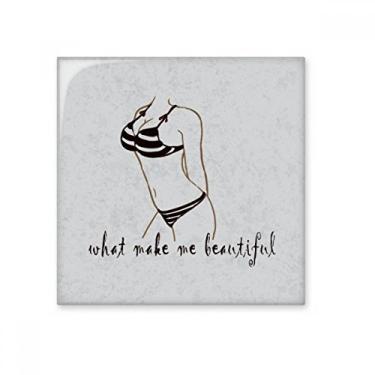 Imagem de Ilustração de beleza de biquíni preto azulejo de cerâmica brilhante decalque de pedra adornada tijolo vitrificado