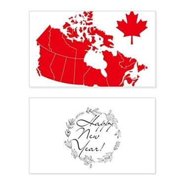 Imagem de Símbolo de folha de bordo vermelho mapa do país do Canadá, ano novo, cartão de felicitações, mensagem de abençoar presente