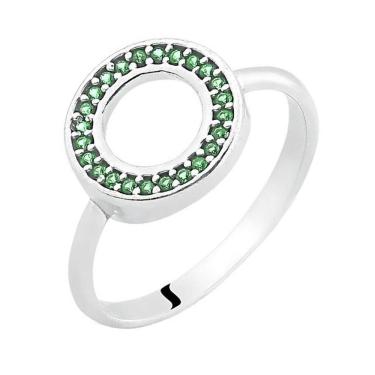 Imagem de Anel de Prata Zircônia Redondo Life Verde
