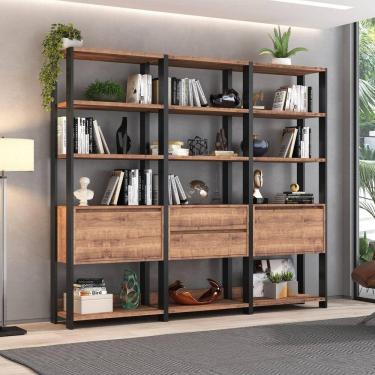 Imagem de Estante Industrial 2 Portas 2 Gavetas 12 Prateleiras M112 Foscarini Preto/Solanum