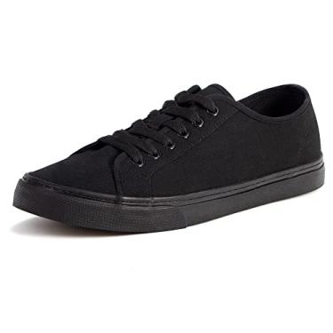 Imagem de Tênis masculino de lona preto cano baixo clássico moda sapatos com palmilha macia casual sapatos sociais para homens confortáveis sapatos de caminhada, Tb002 - preto, 9.5