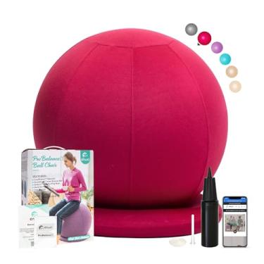 Imagem de ENOVI ProBalanceΩ Cadeira de bola, cadeira de bola de ioga, cadeira de exercício com capa e base para mesa de escritório em casa, parto e gravidez, 75 cm, CR