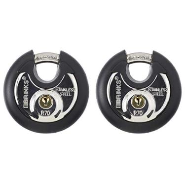 Imagem de BRINKS Cadeado resistente com chave – Trava com chave de disco de 70 mm para galpão de armazenamento, garagem, armários de armazenamento, portas deslizantes, caixa de ferramentas e armários, pacote