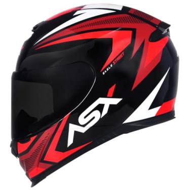 Imagem de Capacete Moto Asx Axxis Eagle Masculino Feminino Com Viseira adicional Fumê (62, PRETO/VERMELHO/BRANCO)