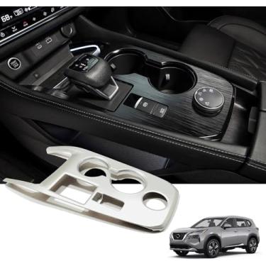 Imagem de GZPLMYKJYXGSPL Painel de manípulo de mudança de marchas de carro para Nissan Rogue 2021 2022 2023 2024 2025 acessórios, acabamento interno de carbono, consoles centrais, estrutura de capa de botões de