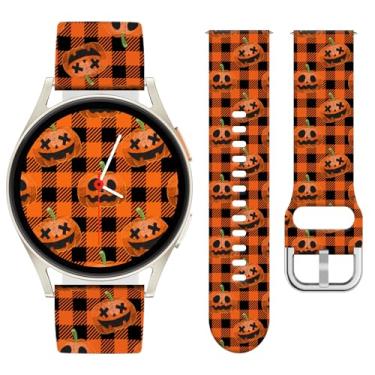 Imagem de Watbro Pulseira de relógio de Halloween compatível com Samsung Galaxy Watch 7/FE/6/5/4 com pingentes, pulseira esportiva de silicone macio de 20 mm para relógio inteligente Garmin Vivoactive