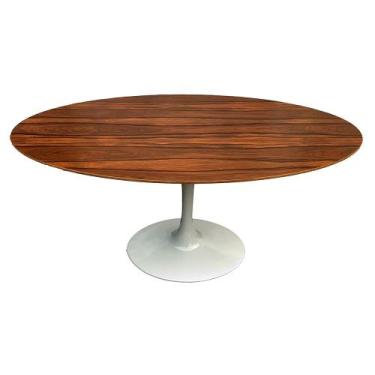 Imagem de Mesa Saarinen Oval Pau Ferro 235x122cm - Base Branca - mgsaarinen