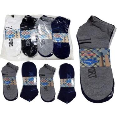 Imagem de Kit 12 pares Meia Juvenil Soquete Cano Curto Calça 31 ao 35 - HANGAR M
