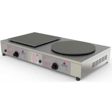Imagem de Chapa Elétrica para Crepe Francês Progás Inox 1 Chapa Redonda e 1 Quad