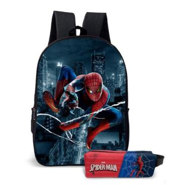 Imagem de Kit Mochila com Estojo Escolar Infantil do Homem-Aranha Menino  - Use 