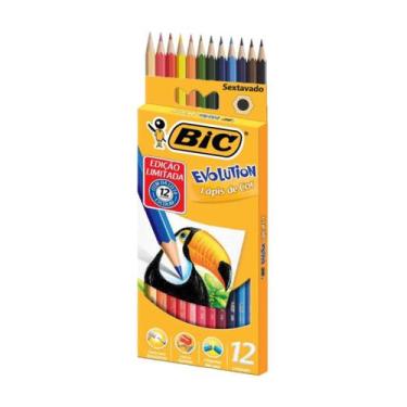 Imagem de Lápis De Cor 12 Cores Bic Evolution Resistente Sextavado