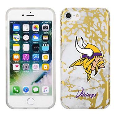 Imagem de Prime Brands Group Capa de celular com estampa de mármore branco e dourado em TPU para Apple iPhone 8/7/6S - licenciado pela NFL Minnesota Vikings