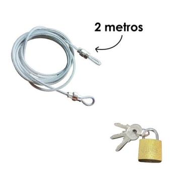 Imagem de Kit Cabo Lacre De Aço + Cadeado - Lacre Bagagem Anti Furto Travel Airp