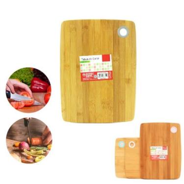 Imagem de 2 Tábuas de Corte Em Bambu Carnes Legumes Cozinha 28cm - Riodeouro