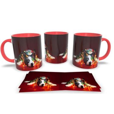 Imagem de Canecas Vermelhas de Porcelana Personalizadas Natal Animal - Estampa S