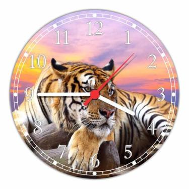 Imagem de Relógio De Parede Tigre Animais Salas Cozinhas Tamanho Grande 50 Cm Qu
