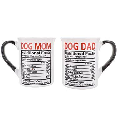 Imagem de Cottage Creek Conjunto de canecas de café Dog Mom Dog Dad de cerâmica de 60 a 473 ml, presentes para amantes de cães para mulheres e homens - Presentes de cachorro para mãe e pai - mãe cachorrinho pai