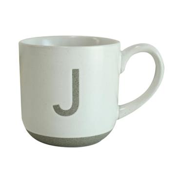 Imagem de COLLECTIVE HOME - Caneca de cerâmica, design de letra maiúscula, textura de arenito fosco, minimalista e elegante, 425 g, perfeita para presentes personalizados (J)