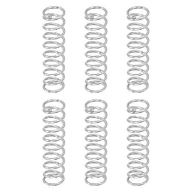 Imagem de uxcell 6 molas de compressão, 1 mm de diâmetro do fio x 9 mm OD x 35 mm de comprimento 304 de extensão de aço inoxidável 304 molas de pressão para reparos domésticos em lojas, prata
