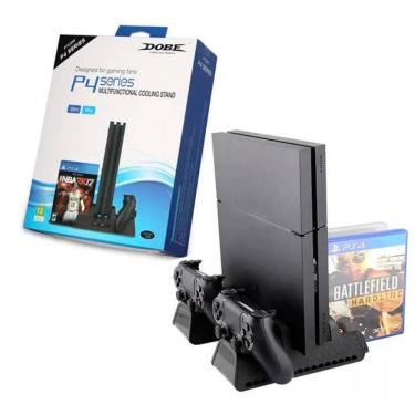 Imagem de Cooler Ps4 Console E Base Carregadora Controles Dobe P4